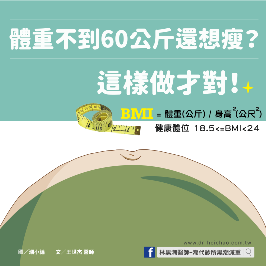 體重不到60公斤還想瘦？這樣做才對！ / 文：王世杰醫師